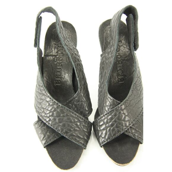 Pedro Garcia Black Leather Maggie Wide Strap Sandals - Picture 6 of 12